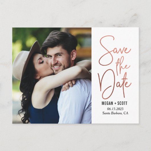 Chic Writing EDITABLE FARBE Save the Date Postcard Postkarte (Vorderseite)
