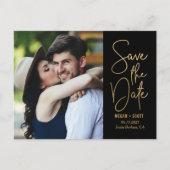 Chic Writing EDITABLE FARBE Save the Date Postcard Postkarte (Vorderseite)