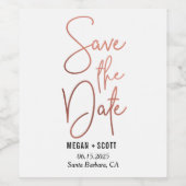 Chic Writing Save the Date Bottle Label Weinetikett (Einzelnes Label)