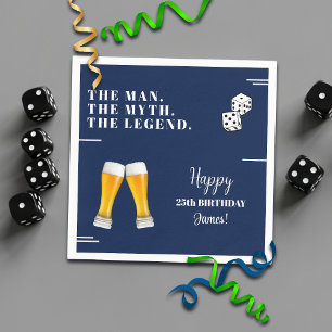 Chic würfelnde Pint-Gläser 25. Geburtstag Serviette