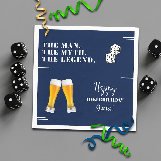 Chic würfelnde Pint-Gläser zum 101. Geburtstag Serviette
