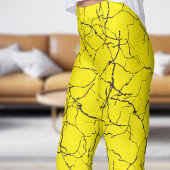 Chic Yellow and Black Fracture Pattern Leggings