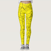 Chic Yellow and Black Fracture Pattern Leggings (Vorderseite)