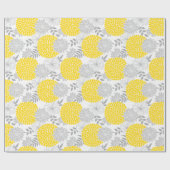 Chic Yellow and Gray Floral Pattern Geschenkpapier (Flach)