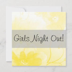Chic Yellow and Gray Flower Girls Night Out Einladung