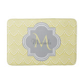 Chic Yellow Art Deco Scallops Grau Monogramm Name Badematte (Vorderseite)