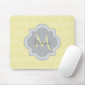 Chic Yellow Art Deco Scallops Grau Monogramm Name Mousepad (Mit Mouse)