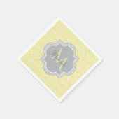 Chic Yellow Art Deco Scallops Grau Monogramm Name Serviette (Ecke)