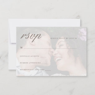 Chic Yellow Back with Front Foto Wedding RSVP Karte