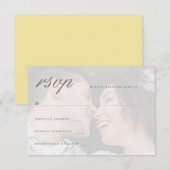 Chic Yellow Back with Front Foto Wedding RSVP Karte (Vorne/Hinten)