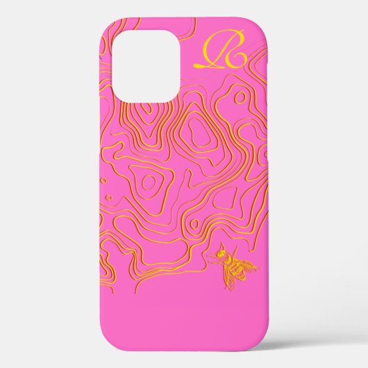 Chic Yellow Bee Monogram Case-Mate iPhone Case (Rückseite)
