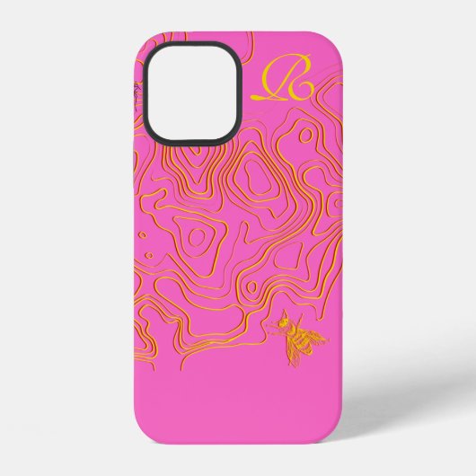 Chic Yellow Bee Monogram Case-Mate iPhone Case Hülle (Rückseite)