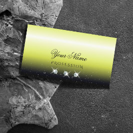 Chic Yellow Black Gradient Sparkle Jewels Stilvoll Visitenkarte