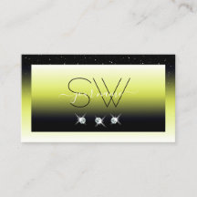 Chic Yellow Black Ombre Sparkle Diamonds Monogram