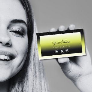 Chic Yellow Black Ombre Sparkle Diamonds Stilvoll Visitenkarte