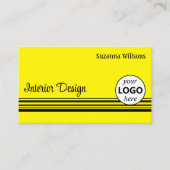 Chic Yellow Black Stripes mit Beruflichem Logo Visitenkarte (Vorderseite)