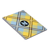 Chic Yellow Blue Kariert Tartan Monogram Script Na Notizblock (Rechte Seite)