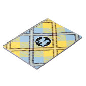 Chic Yellow Blue Kariert Tartan Monogram Script Na Notizblock (Linke Seite)