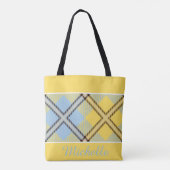 Chic Yellow Blue Kariert Tartan Personalisierter N Tasche (Rückseite)