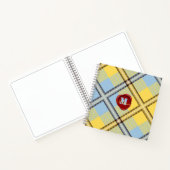 Chic Yellow Blue Tartan Briefmarke Monogram Script Notizblock (Innenseite)