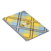 Chic Yellow Blue Tartan Gold Monogram Script Name Notizblock (Rechte Seite)
