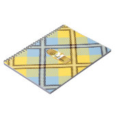 Chic Yellow Blue Tartan Gold Monogram Script Name Notizblock (Linke Seite)