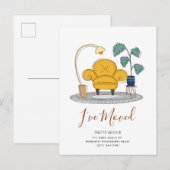 Chic Yellow Couch Wohnzimmer Neue Zuhause Moving Ankündigungspostkarte (Vorne/Hinten)