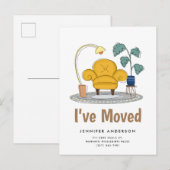 Chic Yellow Couch Wohnzimmer Neue Zuhause Moving Ankündigungspostkarte (Vorne/Hinten)