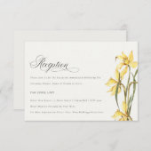 Chic Yellow Daffodil Watercolor Hochzeitsempfang Begleitkarte (Vorne/Hinten)