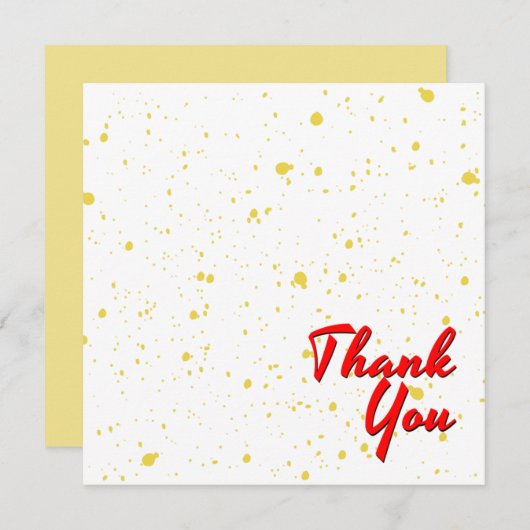 Chic Yellow Explosion Wasserfarben Punkte roter Te Dankeskarte (Vorne/Hinten)
