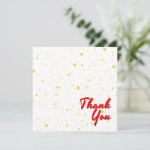 Chic Yellow Explosion Wasserfarben Punkte roter Te Dankeskarte (Stehend Vorderseite)