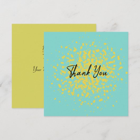 Chic Yellow Explosion Watercolor Punkte auf Abstra Dankeskarte (Vorne/Hinten)