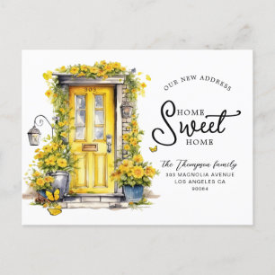 Chic Yellow Floral Door Zuhause Sweet Zuhause Movi Ankündigungspostkarte