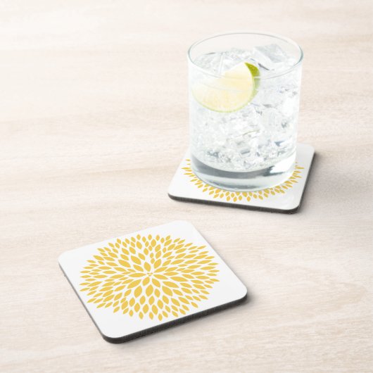 Chic Yellow Floral Getränkeuntersetzer (Rechte Seite)
