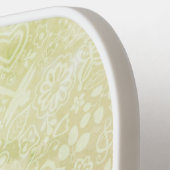 Chic Yellow Floral Pattern Monogramm Pickleball Schläger (Linke Seite)