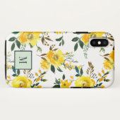 Chic Yellow Flowers und Blätter monogram Case-Mate iPhone Hülle (Rückseite (Horizontal))