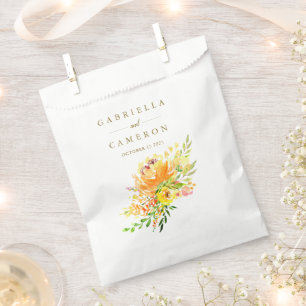 Chic Yellow Flowers Wassercolor Wedding Custom Geschenktütchen