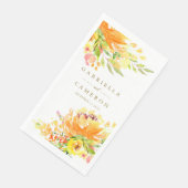 Chic Yellow Flowers Wassercolor Wedding Custom Serviette (Ecke)