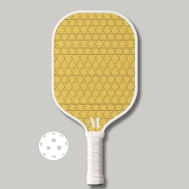 Chic Yellow Geometric Pattern Modern Monogram Pickleball Schläger