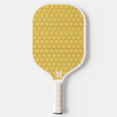 Chic Yellow Geometric Pattern Modern Monogram Pickleball Schläger (Rückseite)