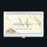 Chic Yellow Glitzer Marbour Agate Monogram Visitenkarten Dose<br><div class="desc">Moderne elegante,  gelbe Gold-Glitzer-Marmor-Agate-Monogramm-Visitenkarte</div>