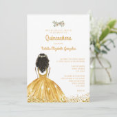 Chic Yellow Gold Princess Dress 15. Quinceañera Einladung (Stehend Vorderseite)