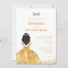 Chic Yellow Gold Princess Dress 15. Quinceañera Einladung