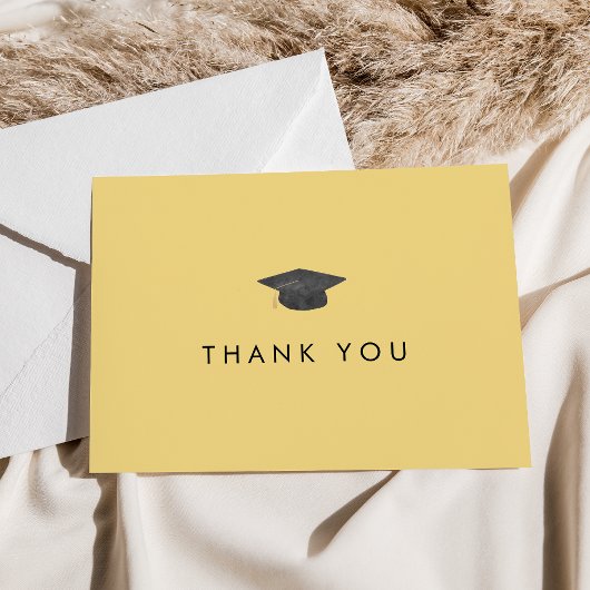 Chic Yellow Grad Cap Abschluss Danke Karte