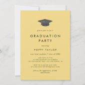 Chic Yellow Grad Cap Foto Graduation Party Einladung (Vorderseite)