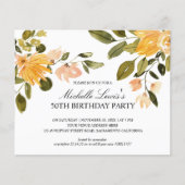 Chic Yellow green floral 50 TH BURTHDAY PARTY (Vorderseite)