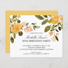 Chic Yellow green floral 50 TH BURTHDAY PARTY