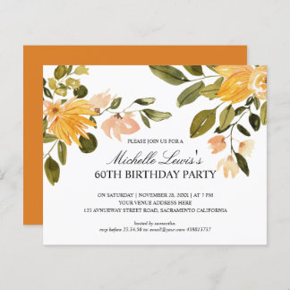 Chic Yellow green floral 60 TH BURTHDAY PARTY
