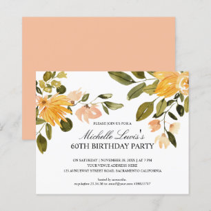 Chic Yellow green floral 60 TH BURTHDAY PARTY