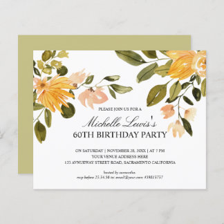 Chic Yellow green floral 60 TH BURTHDAY PARTY